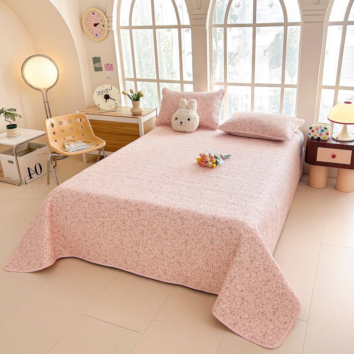 91家纺网 家纺一手货源 找家纺 恒尚居2025新款全棉床盖春秋印花床单纯棉床垫床褥垫-跑量（四季款）卡通 纯棉四季款-樱花灿灿