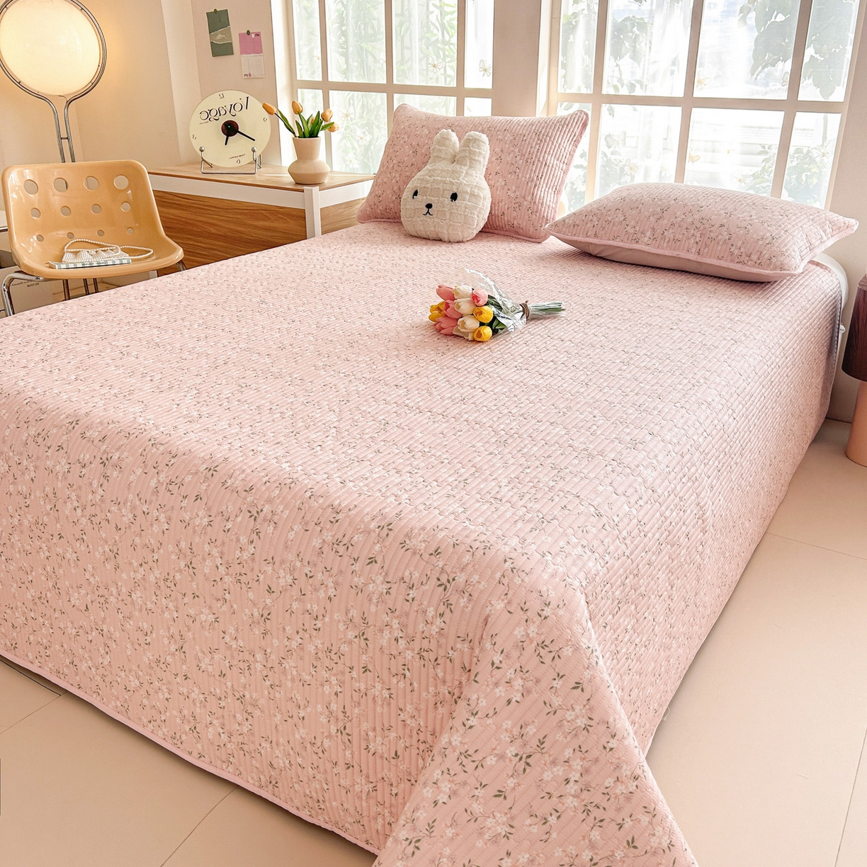 91家纺网 家纺一手货源 找家纺 恒尚居2025新款全棉床盖春秋印花床单纯棉床垫床褥垫-跑量（四季款）卡通 纯棉四季款-樱花灿灿