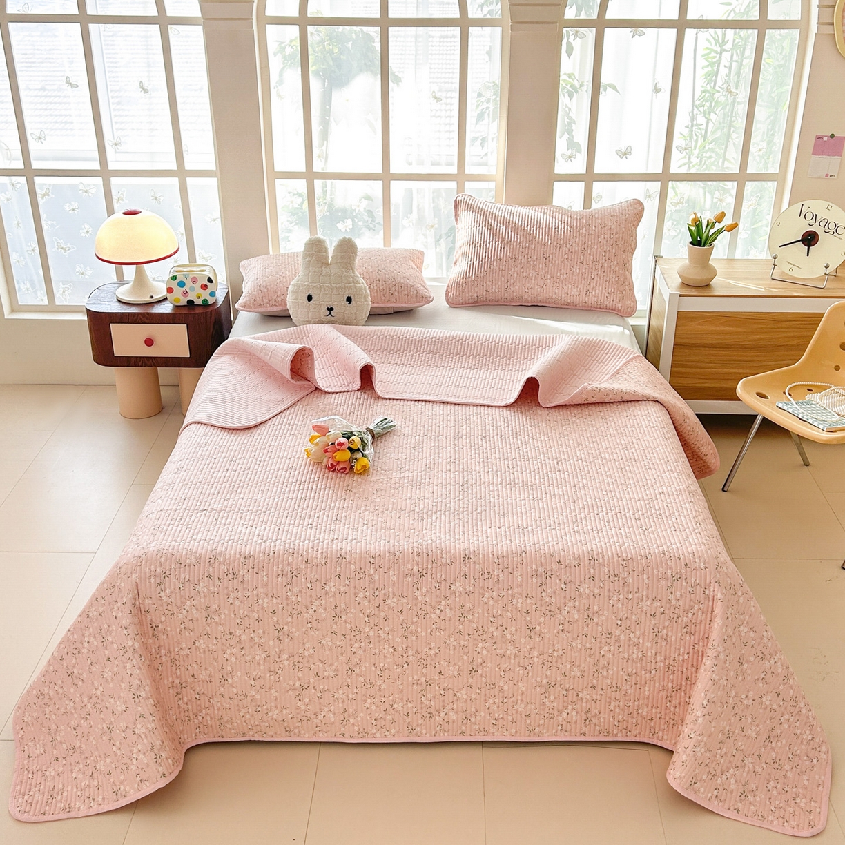 91家纺网 家纺一手货源 找家纺 恒尚居2025新款全棉床盖春秋印花床单纯棉床垫床褥垫-跑量（四季款）卡通 纯棉四季款-樱花灿灿