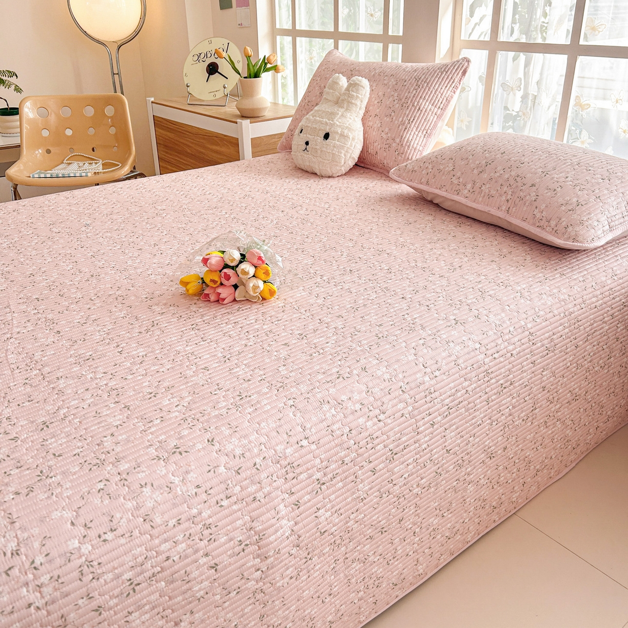 91家纺网 家纺一手货源 找家纺 恒尚居2025新款全棉床盖春秋印花床单纯棉床垫床褥垫-跑量（四季款）卡通 纯棉四季款-樱花灿灿