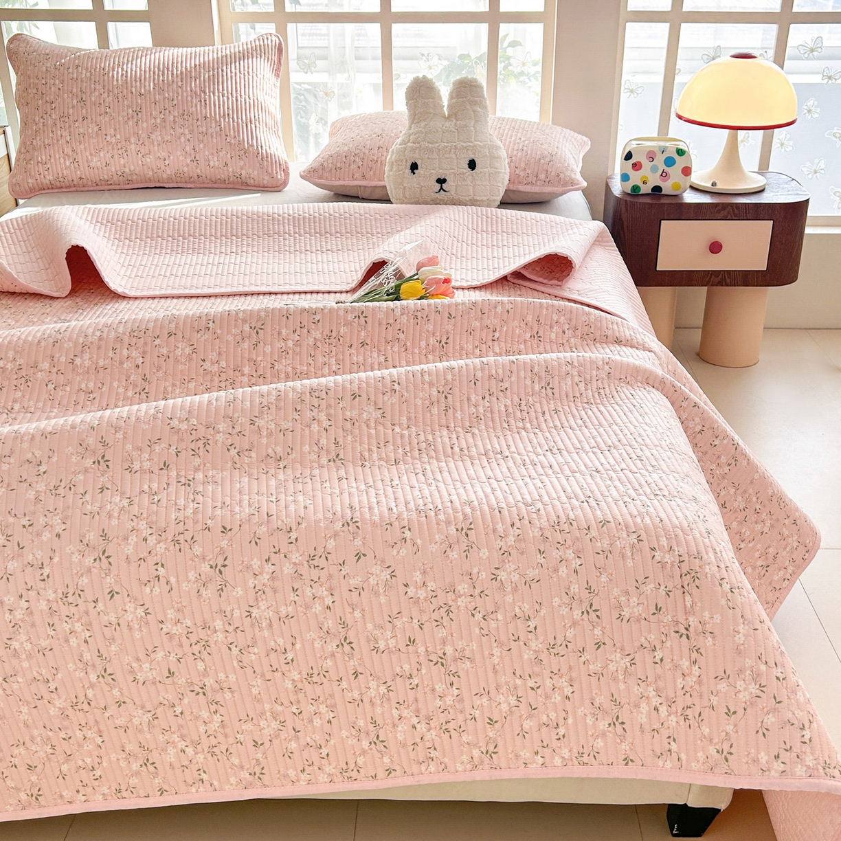 91家纺网 家纺一手货源 找家纺 恒尚居2025新款全棉床盖春秋印花床单纯棉床垫床褥垫-跑量（四季款）卡通 纯棉四季款-樱花灿灿