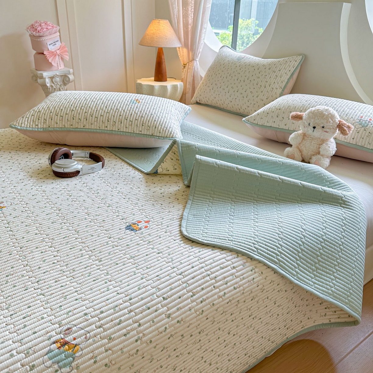 恒尚居2025新款全棉床盖春秋印花床单纯棉床垫床褥垫-跑量（四季款）卡通 纯棉四季款-哆咪花园