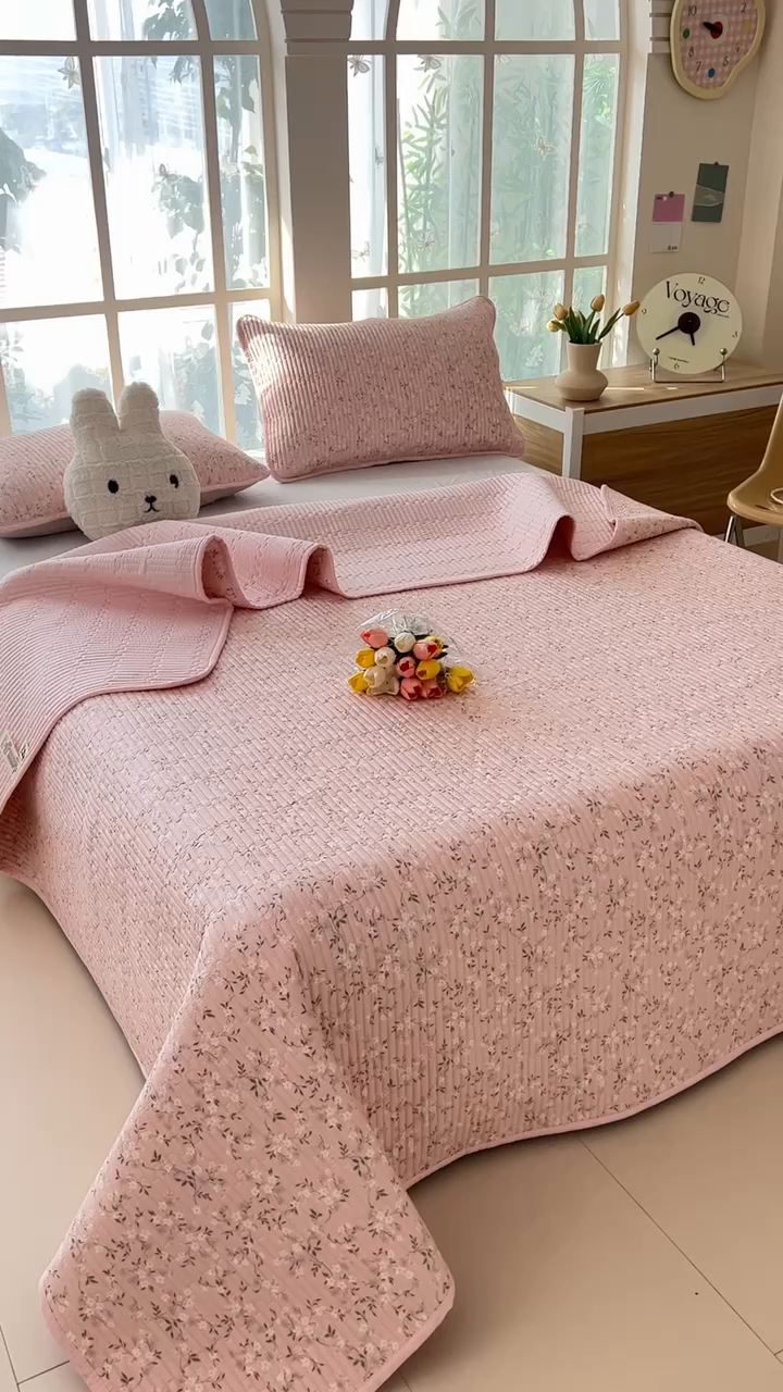 91家纺网 家纺一手货源 找家纺 恒尚居2025新款全棉床盖春秋印花床单纯棉床垫床褥垫-跑量（四季款）卡通 纯棉四季款-樱花灿灿