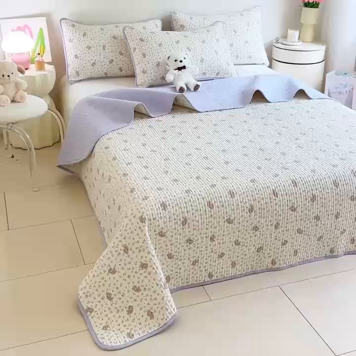 91家纺网 家纺一手货源 找家纺 恒尚居2025新款全棉床盖春秋印花床单纯棉床垫床褥垫-跑量（四季款）卡通 纯棉四季款-清茶小熊