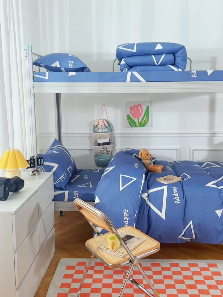 91家纺网 家纺一手货源 找家纺 （总）斯尔顿 2025春夏新款加厚全棉纯棉学生宿舍上下铺三件套