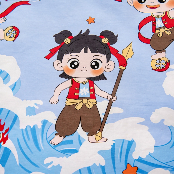 91家纺网 家纺一手货源 找家纺 乐秀 2025新款40S全棉13372幼儿园三件套六件套 小哪吒