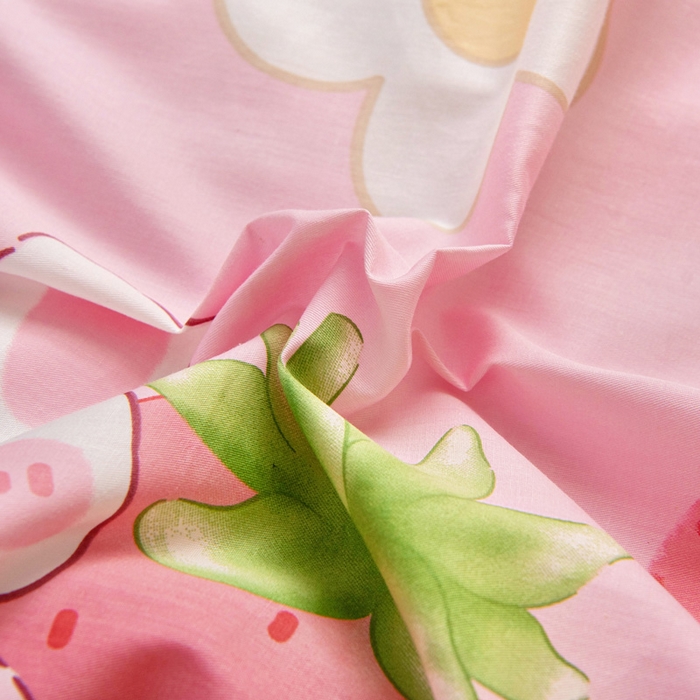 91家纺网 家纺一手货源 找家纺 乐秀 2025新款40S全棉13372幼儿园三件套六件套 草莓小兔