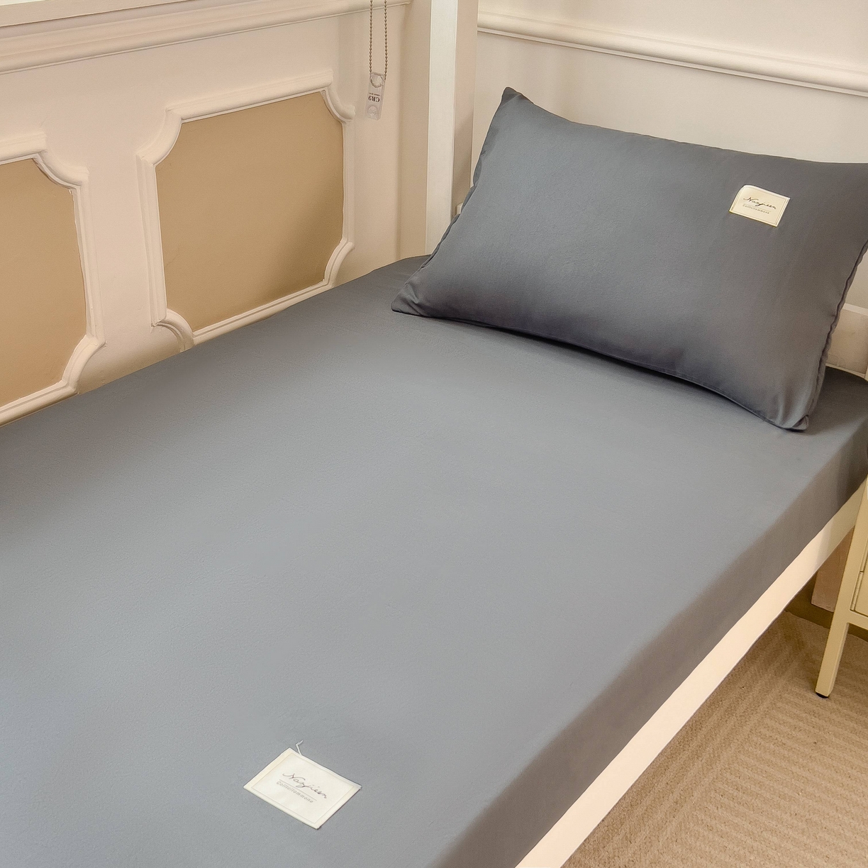 91家纺网 家纺一手货源 找家纺 宝士康家纺 2025春夏新款简约水洗棉学生三件套宿舍三件套上下铺三件套套件学生六件套套件（床单款） 低调灰