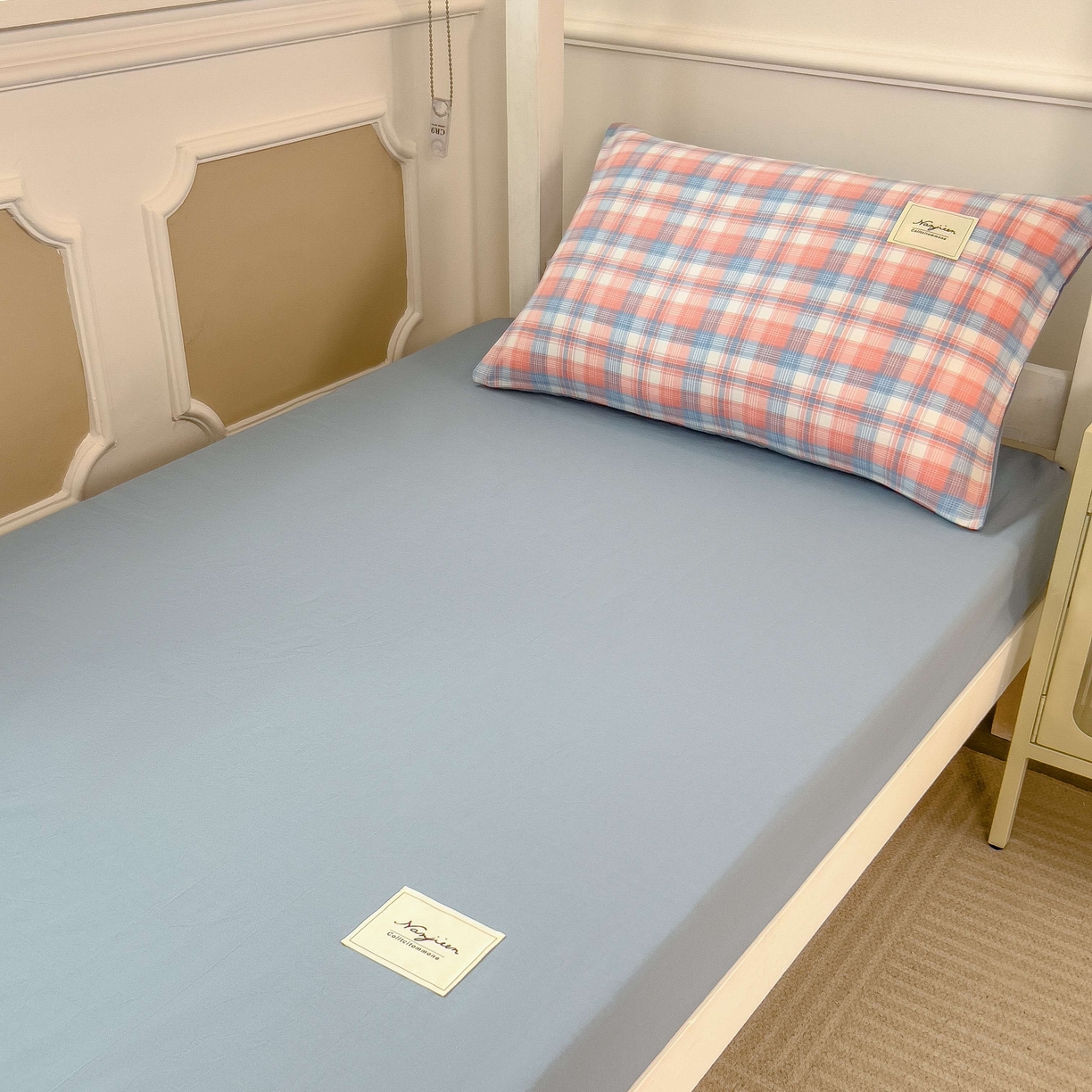 91家纺网 家纺一手货源 找家纺 宝士康家纺 2025春夏新款简约水洗棉学生三件套宿舍三件套上下铺三件套套件学生六件套套件（床单款） 炫彩格