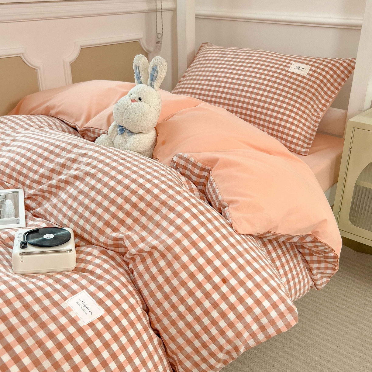 91家纺网 家纺一手货源 找家纺 宝士康家纺 2025春夏新款简约水洗棉学生三件套宿舍三件套上下铺三件套套件学生六件套套件（床单款） 玉小格