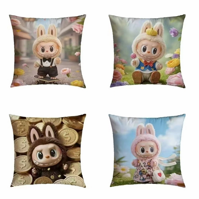 91家纺网 家纺一手货源 找家纺 （总）2025新款labubu泡泡玛特系列抱枕枕芯枕头批发定做