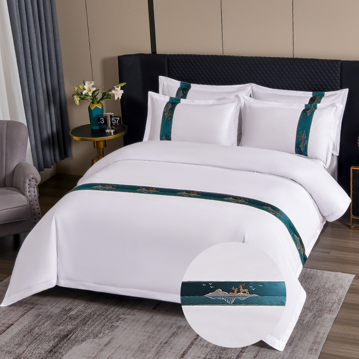 91家纺网 家纺一手货源 找家纺 （总）中乾酒店布草工厂店 2025新款120克加密织带款酒店四件套