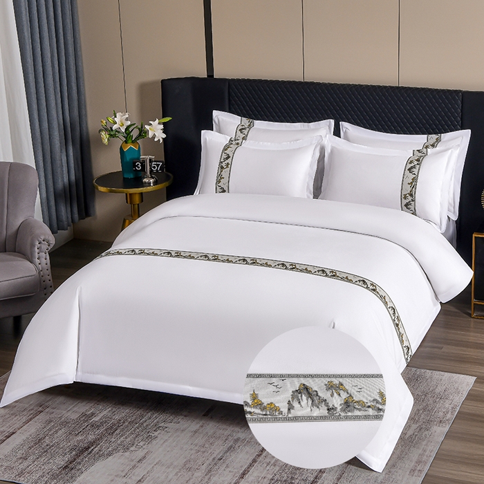 91家纺网 家纺一手货源 找家纺 （总）中乾酒店布草工厂店 2025新款120克加密织带款酒店四件套