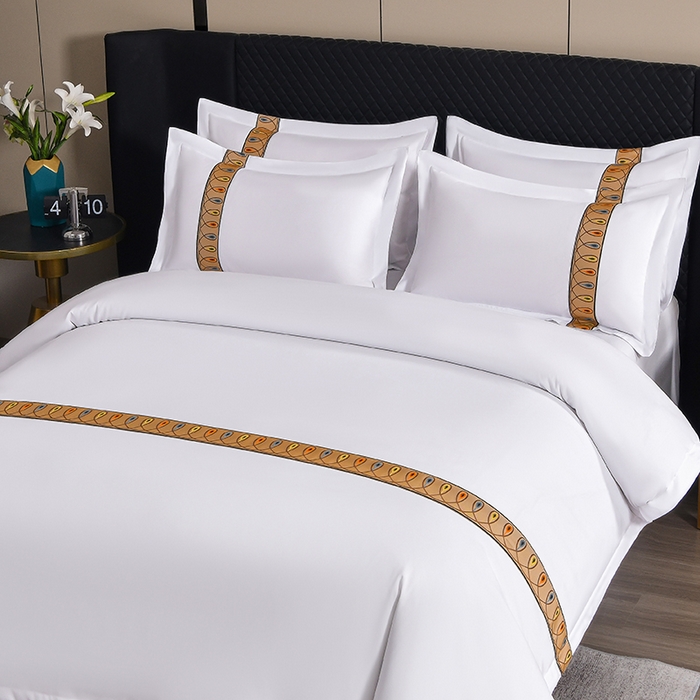 91家纺网 家纺一手货源 找家纺 （总）中乾酒店布草工厂店 2025新款120克加密织带款酒店四件套