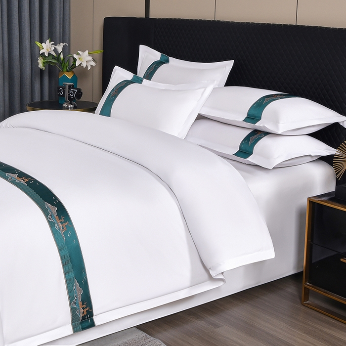 91家纺网 家纺一手货源 找家纺 中乾酒店布草工厂店 2025新款120克加密织带款酒店四件套 林深见鹿