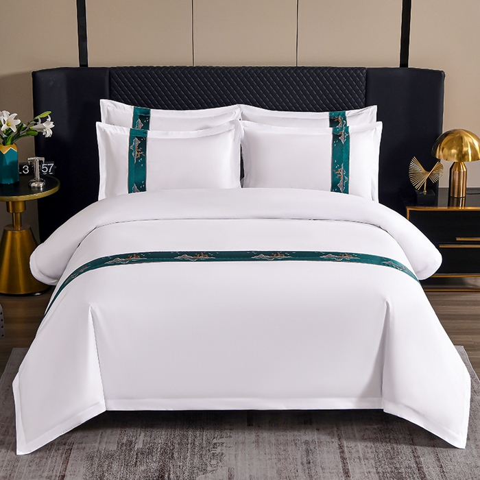 91家纺网 家纺一手货源 找家纺 中乾酒店布草工厂店 2025新款120克加密织带款酒店四件套 林深见鹿