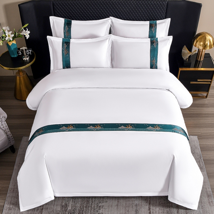 91家纺网 家纺一手货源 找家纺 中乾酒店布草工厂店 2025新款120克加密织带款酒店四件套 林深见鹿