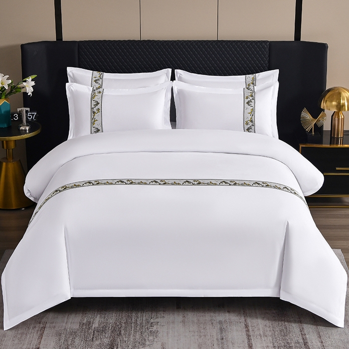 91家纺网 家纺一手货源 找家纺 中乾酒店布草工厂店 2025新款120克加密织带款酒店四件套 水墨江南