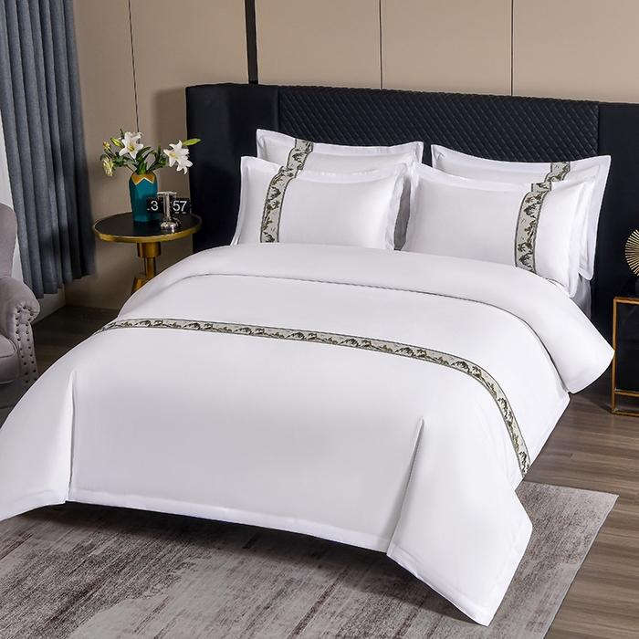 中乾酒店布草工厂店 2025新款120克加密织带款酒店四件套 水墨江南