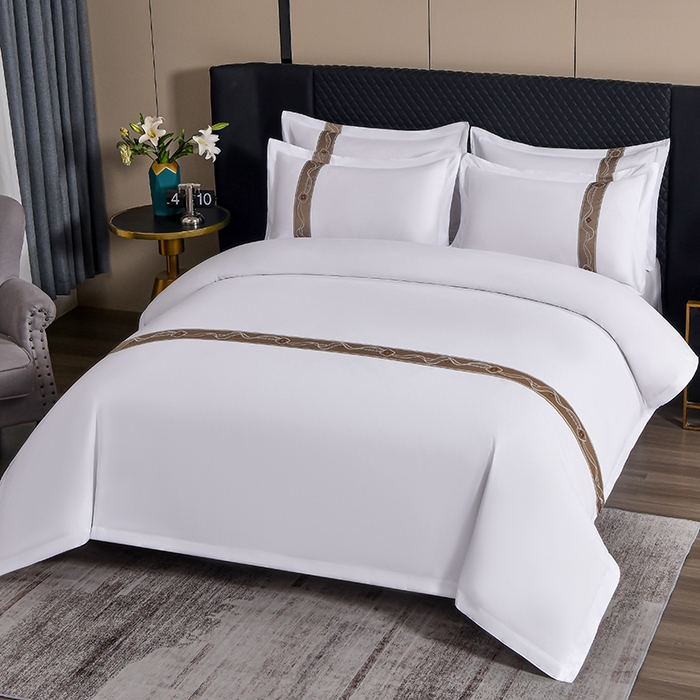 中乾酒店布草工厂店 2025新款120克加密织带款酒店四件套 丝蕴流年