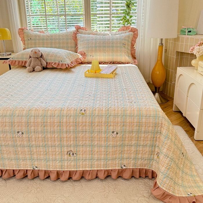 91家纺网 家纺一手货源 找家纺 美达 2025新款全棉夹棉床褥床盖 格诺狗