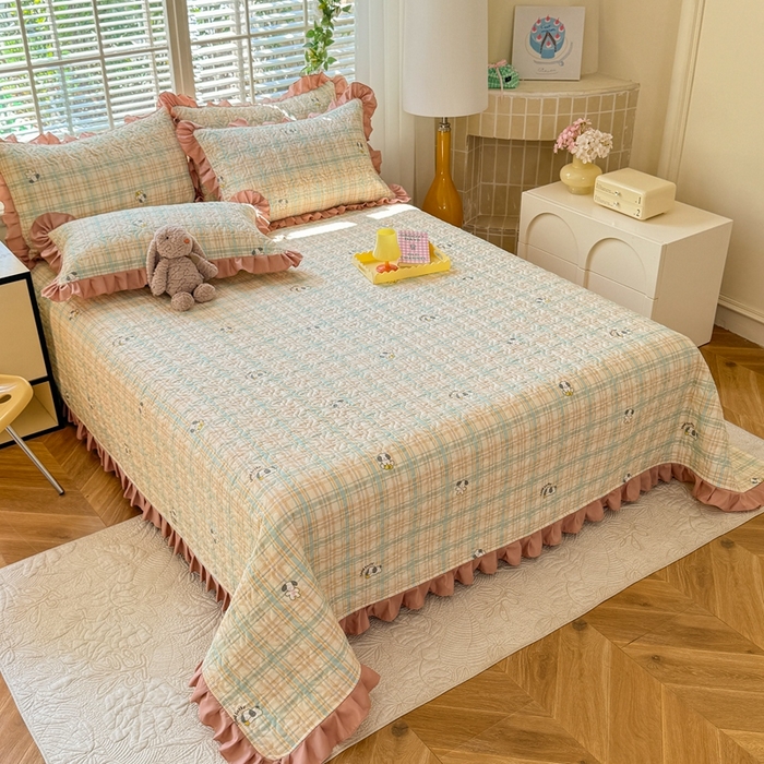 91家纺网 家纺一手货源 找家纺 美达 2025新款全棉夹棉床褥床盖 格诺狗