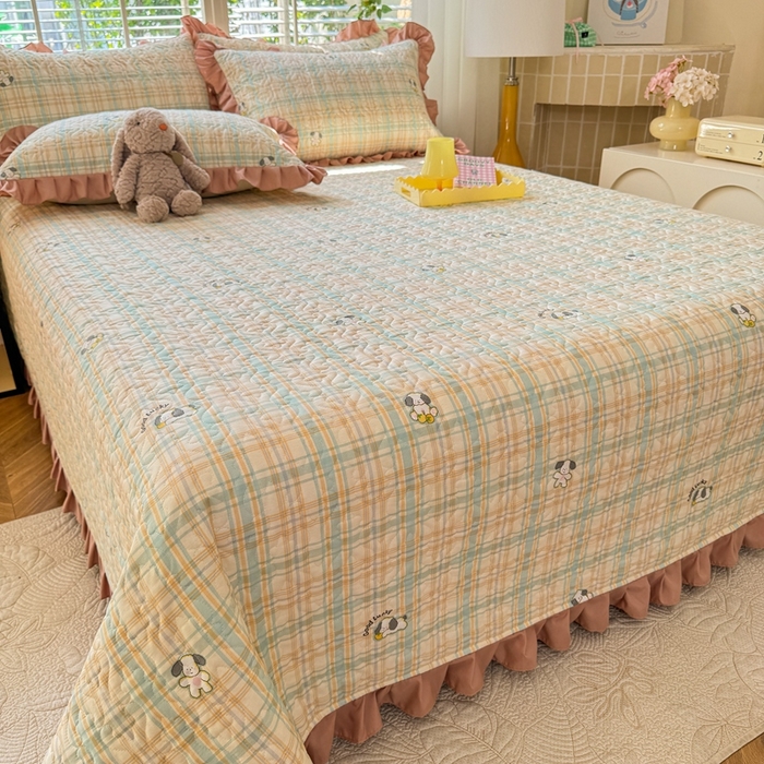 91家纺网 家纺一手货源 找家纺 美达 2025新款全棉夹棉床褥床盖 格诺狗