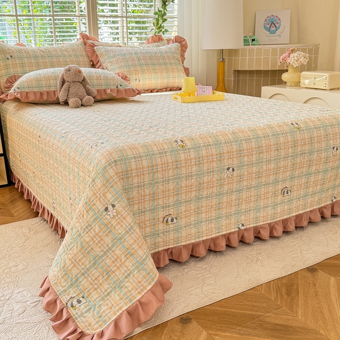 91家纺网 家纺一手货源 找家纺 美达 2025新款全棉夹棉床褥床盖 格诺狗