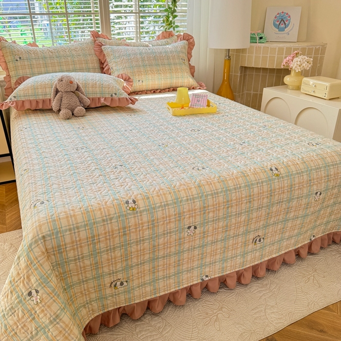 91家纺网 家纺一手货源 找家纺 美达 2025新款全棉夹棉床褥床盖 格诺狗