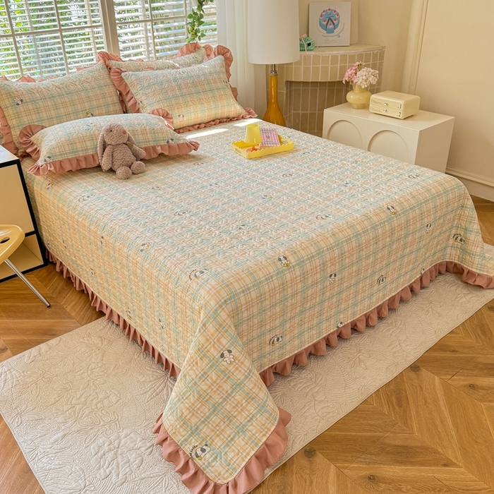 91家纺网 家纺一手货源 找家纺 美达 2025新款全棉夹棉床褥床盖 格诺狗