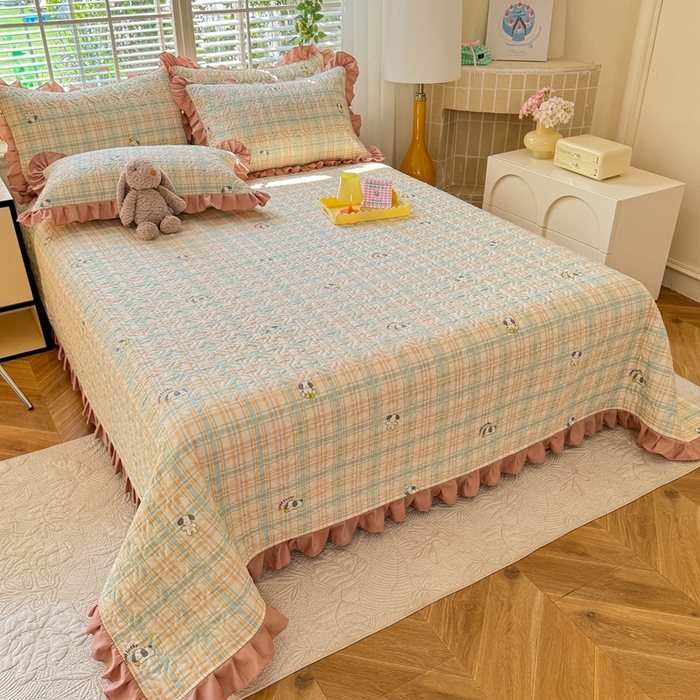 91家纺网 家纺一手货源 找家纺 美达 2025新款全棉夹棉床褥床盖 格诺狗