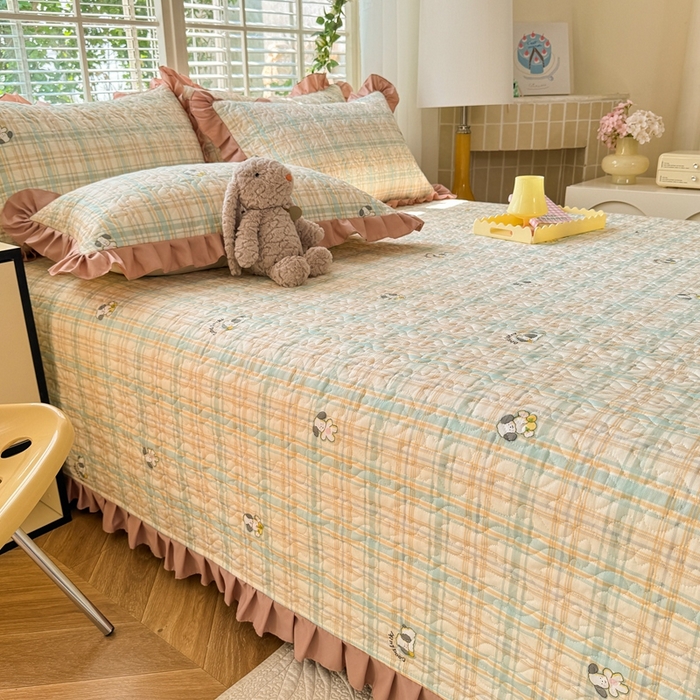 91家纺网 家纺一手货源 找家纺 美达 2025新款全棉夹棉床褥床盖 格诺狗