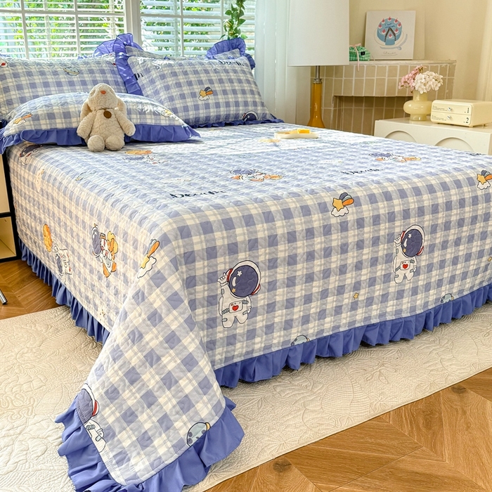 91家纺网 家纺一手货源 找家纺 美达 2025新款全棉夹棉床褥床盖 太空驿站