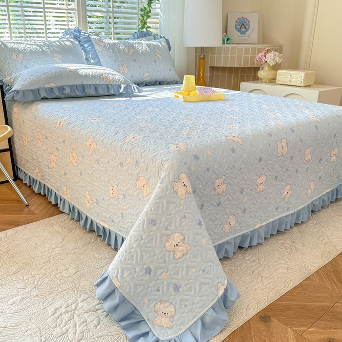 91家纺网 家纺一手货源 找家纺 美达 2025新款全棉夹棉床褥床盖 小甜心-兰