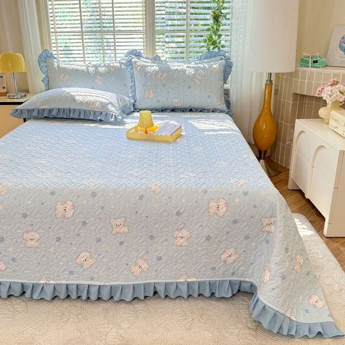 91家纺网 家纺一手货源 找家纺 美达 2025新款全棉夹棉床褥床盖 小甜心-兰