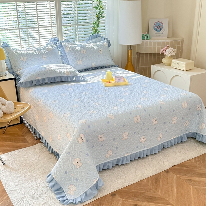 91家纺网 家纺一手货源 找家纺 美达 2025新款全棉夹棉床褥床盖 小甜心-兰