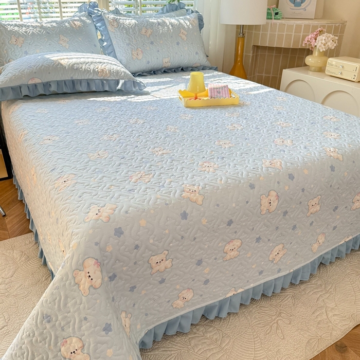 91家纺网 家纺一手货源 找家纺 美达 2025新款全棉夹棉床褥床盖 小甜心-兰