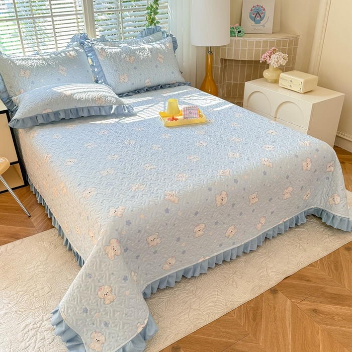 91家纺网 家纺一手货源 找家纺 美达 2025新款全棉夹棉床褥床盖 小甜心-兰