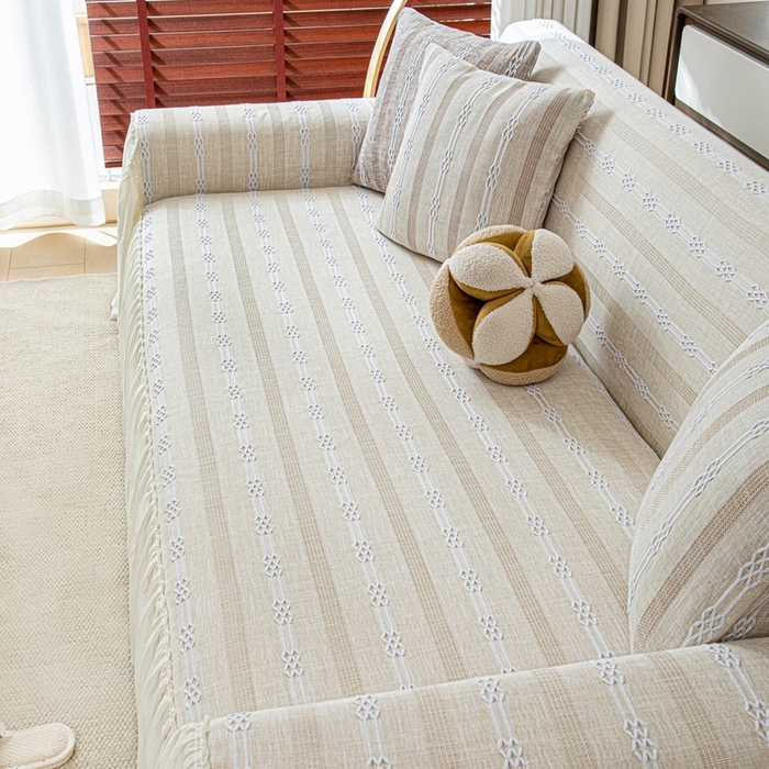 91家纺网 家纺一手货源 找家纺 沐沐2026新款桃苏沙发巾 奶杏色