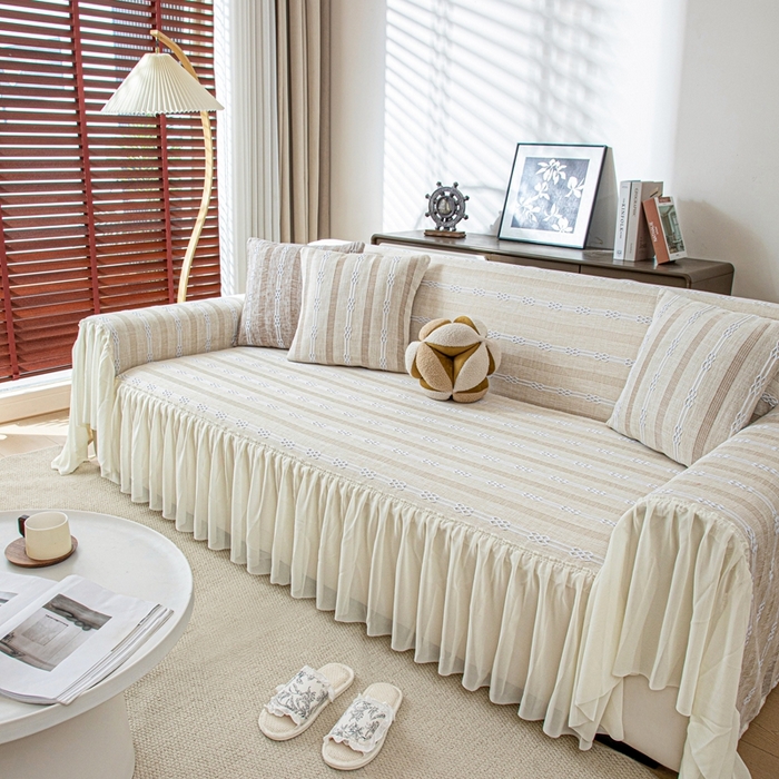 沐沐2026新款桃苏沙发巾 奶杏色