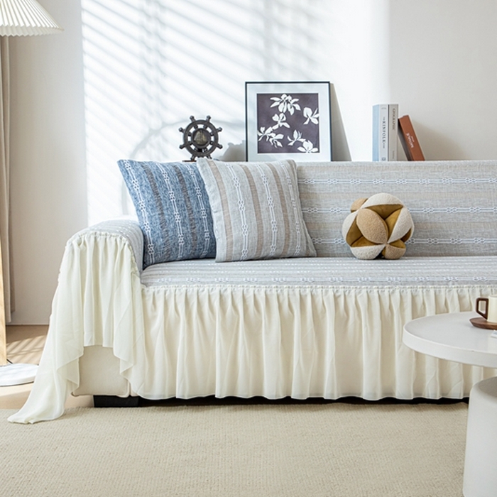 91家纺网 家纺一手货源 找家纺 沐沐2026新款桃苏沙发巾 浅中灰