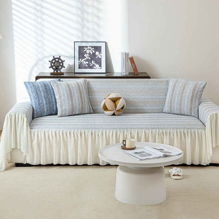 91家纺网 家纺一手货源 找家纺 沐沐2026新款桃苏沙发巾 浅中灰