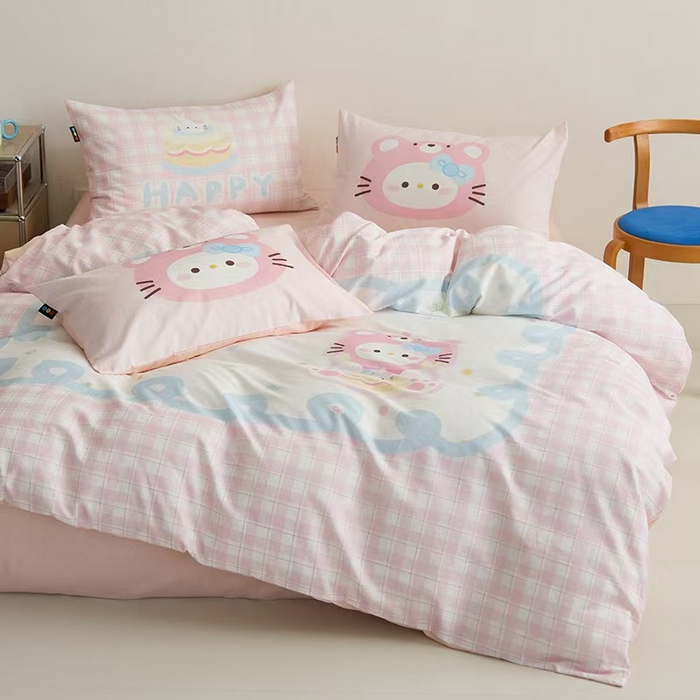 91家纺网 家纺一手货源 找家纺 （总）RYB红黄兰 开学季2025新款ins设计师原创13372大版卡通数码印花40s全棉纯棉三件套四件套