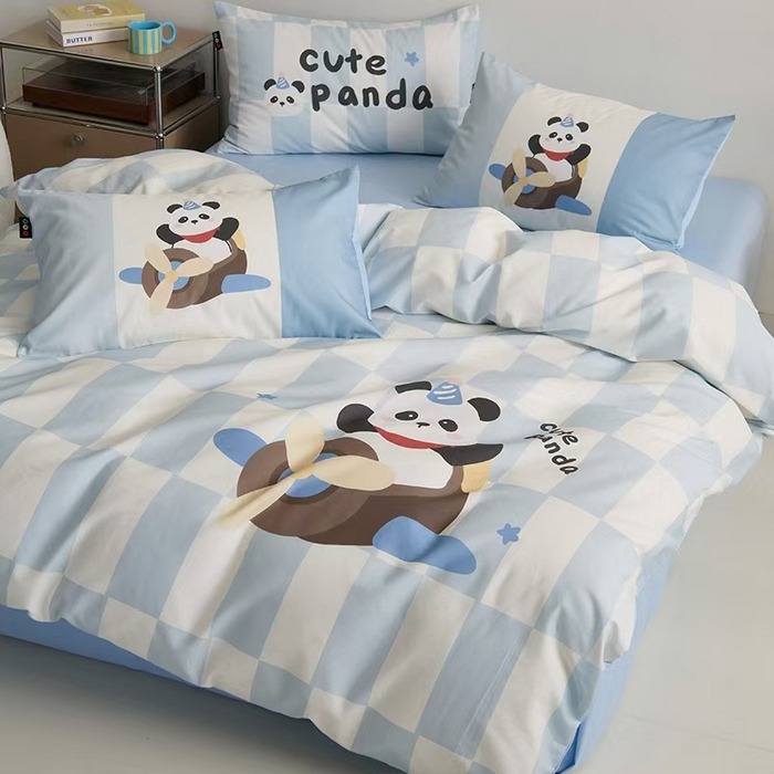 91家纺网 家纺一手货源 找家纺 （总）RYB红黄兰 开学季2025新款ins设计师原创13372大版卡通数码印花40s全棉纯棉三件套四件套