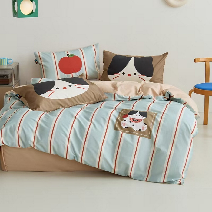 91家纺网 家纺一手货源 找家纺 （总）RYB红黄兰 开学季2025新款ins设计师原创13372大版卡通数码印花40s全棉纯棉三件套四件套