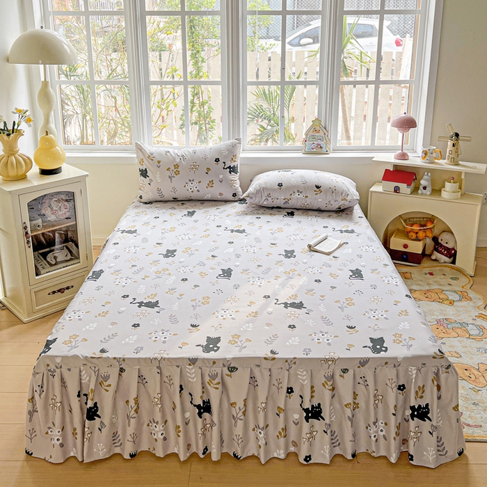 91家纺网 家纺一手货源 找家纺 （总）极梦家纺（支持定制） 2025新款印花磨毛单床裙三件套（总链接一）