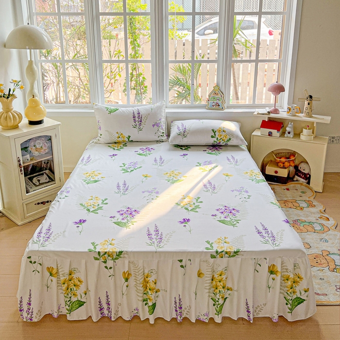 91家纺网 家纺一手货源 找家纺 （总）极梦家纺（支持定制） 2025新款印花磨毛单床裙三件套（总链接一）