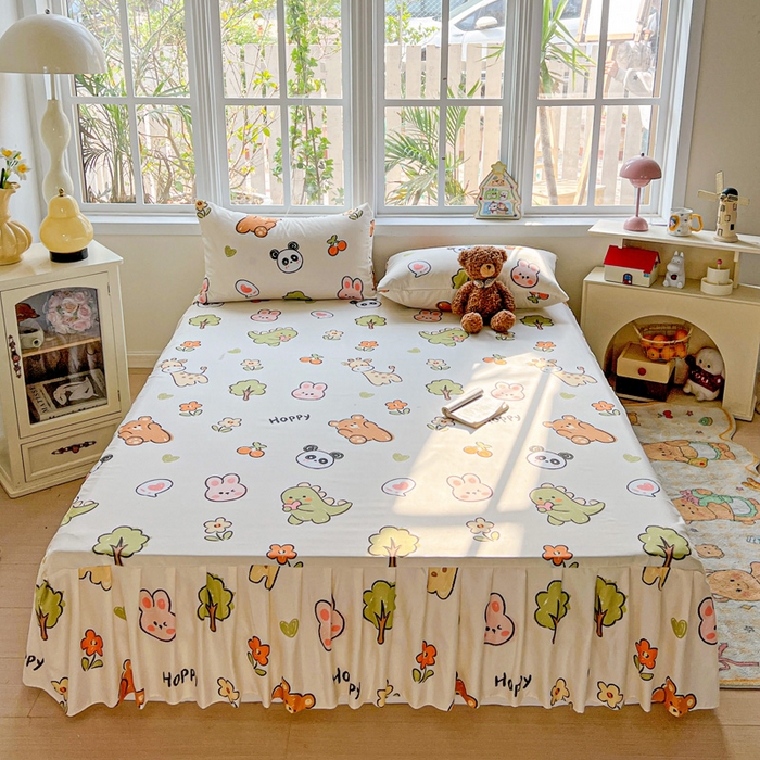 91家纺网 家纺一手货源 找家纺 （总）极梦家纺（支持定制） 2025新款印花磨毛单床裙三件套（总链接一）