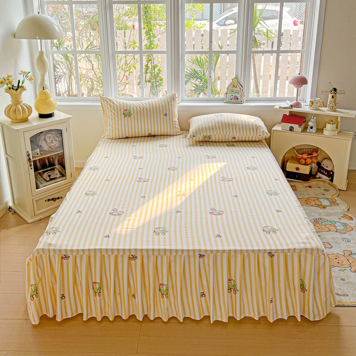 91家纺网 家纺一手货源 找家纺 （总）极梦家纺（支持定制） 2025新款印花磨毛单床裙三件套（总链接一）