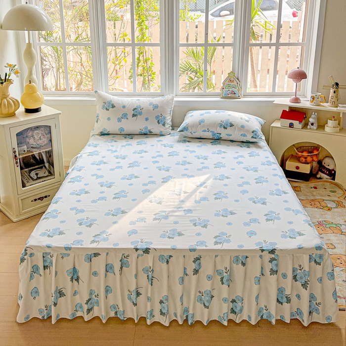 91家纺网 家纺一手货源 找家纺 （总）极梦家纺（支持定制） 2025新款印花磨毛单床裙三件套（总链接一）